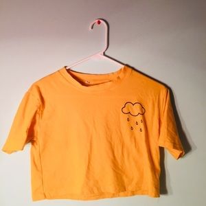 Mustard Yellow Crop Top, with Rain Cloud